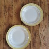Vintage mismatched yellow and gold soup plates
