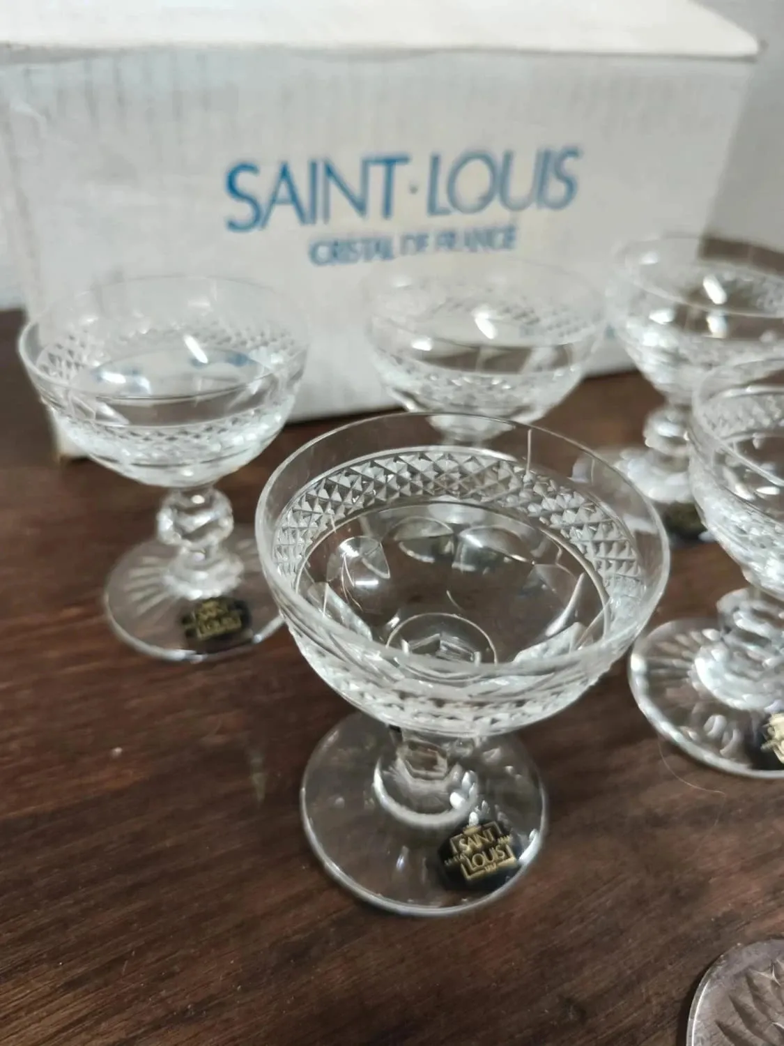Set of 6 crystal digestif glasses from Saint Louis Trianon - NEW