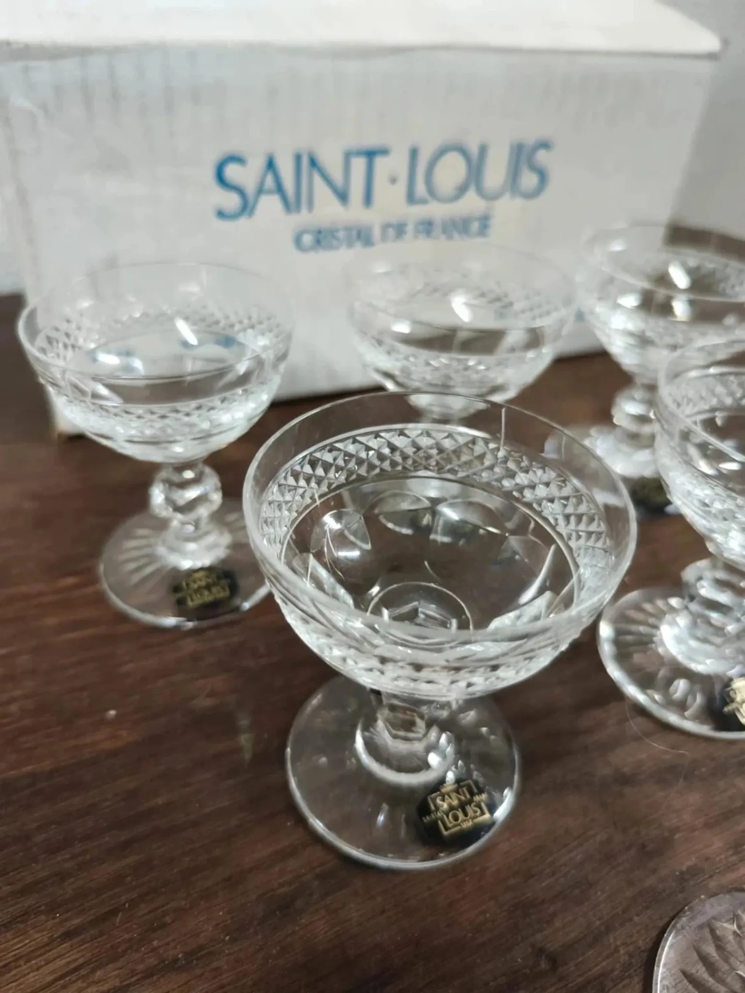 Set of 6 Saint Louis Trianon crystal liqueur glasses