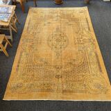 Tapis Oushak jaune 6x9 tapis vintage, tapis surteint jaune, tapis pour vivre MOON.147