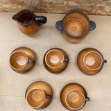 Old tea coffee service st amand meylan ceramic brown beige vintage