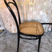 Bistrot wood & seat canned chair 70s vintage