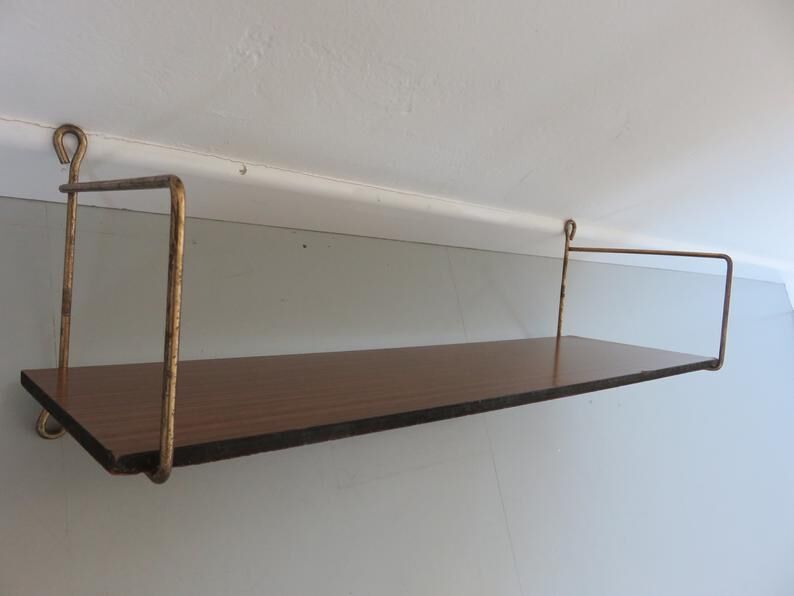 Gold metal shelf and formica veneer 60s