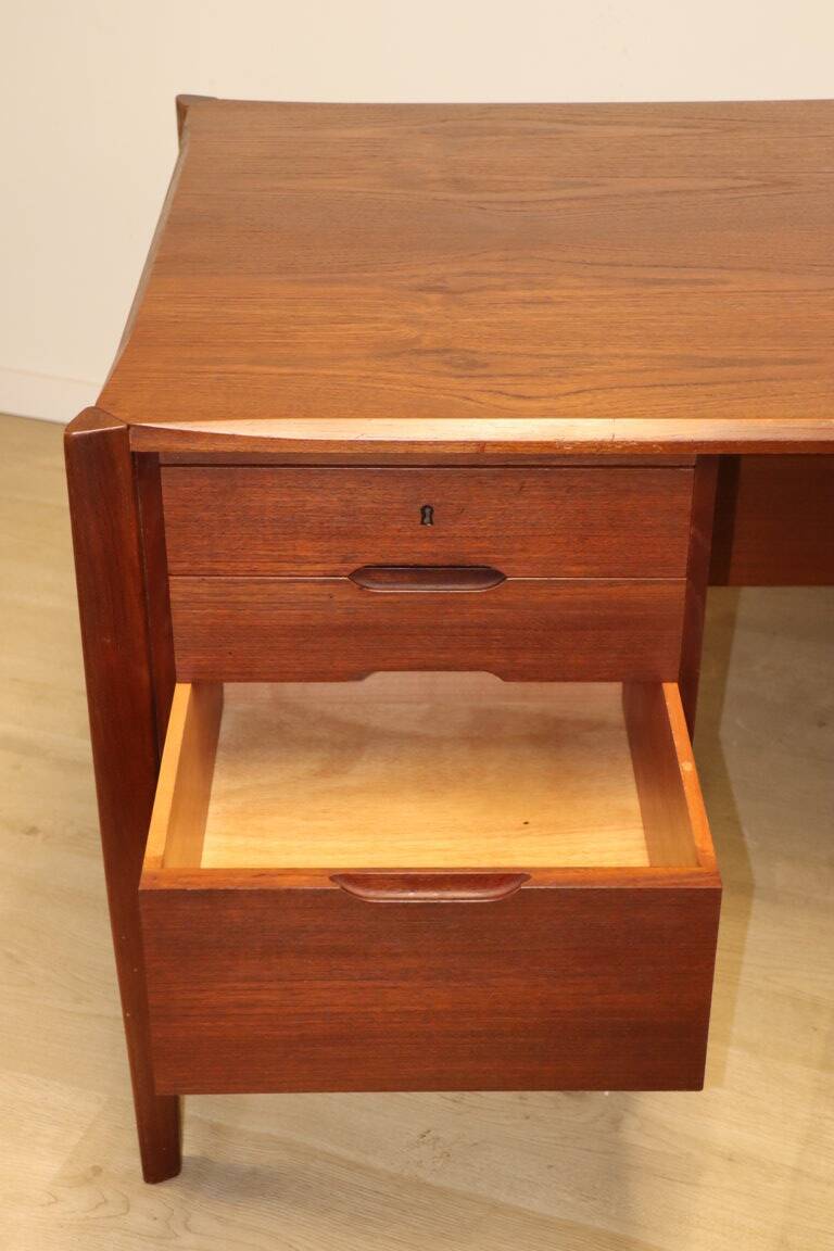 Vintage desk by Wilhelm Renz in double-sided teak, 1960s