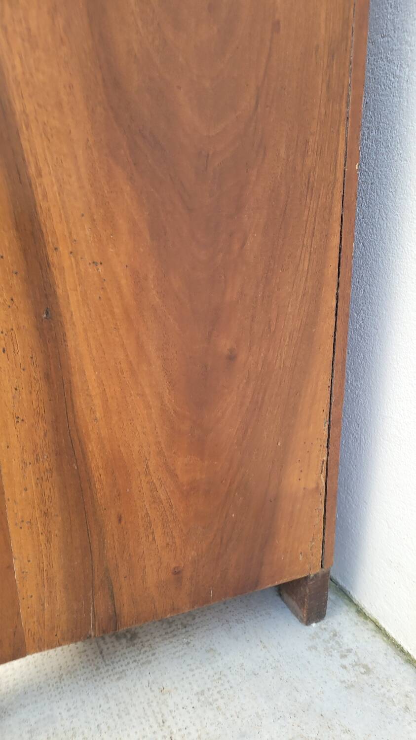 Chevet table de nuit Empire à colonnes Détachées en noyer 19ème