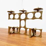 Brutalist metal candlestick from the mid-century by Heinz Goll