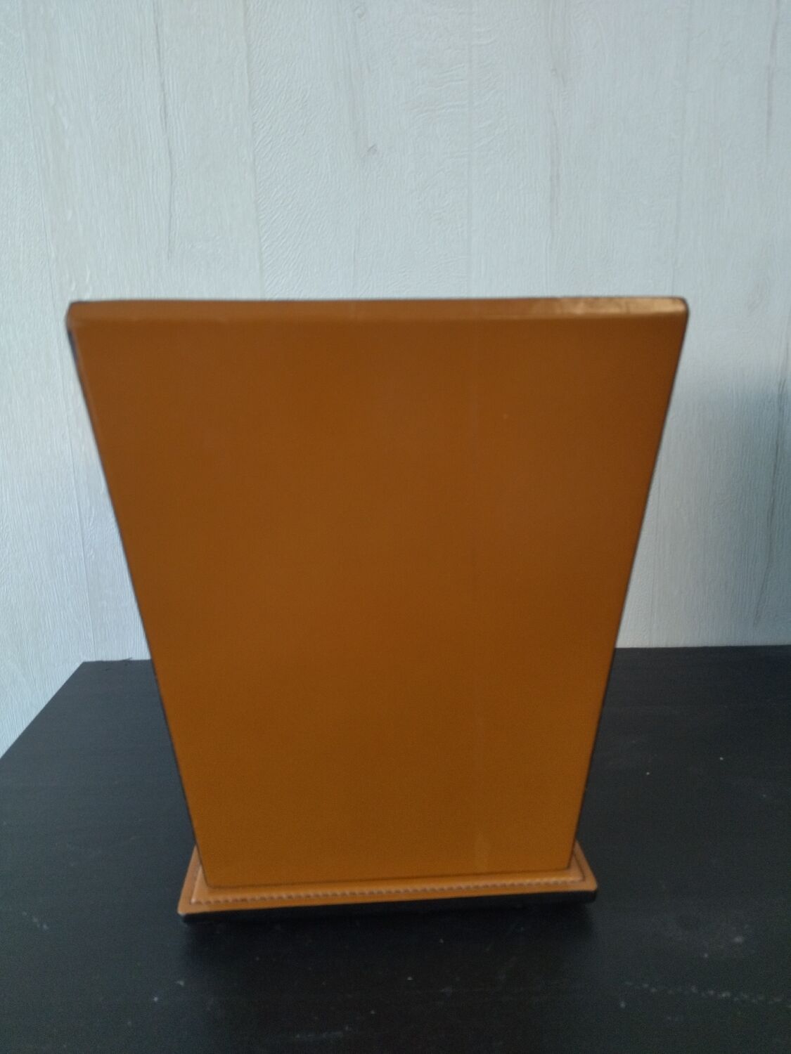 Leather wastebasket
