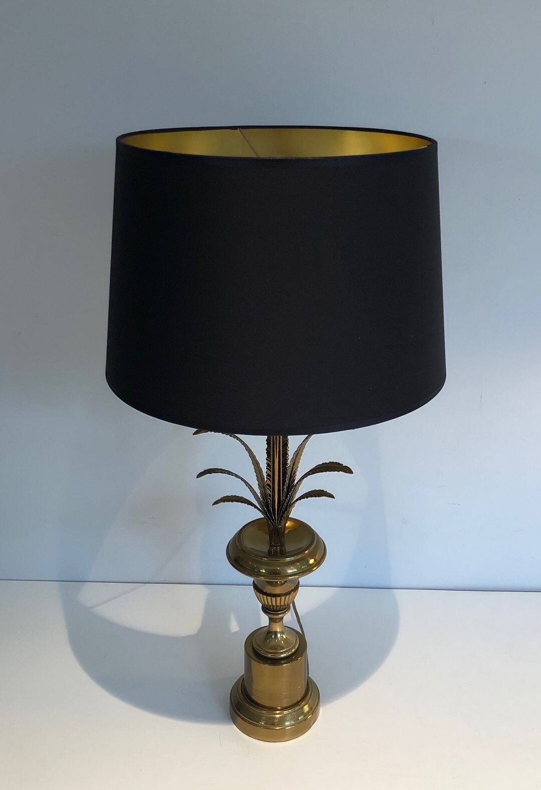 Palm Tree Table Lamp in Brass, Neoclassical Style, in the Taste of Maiso