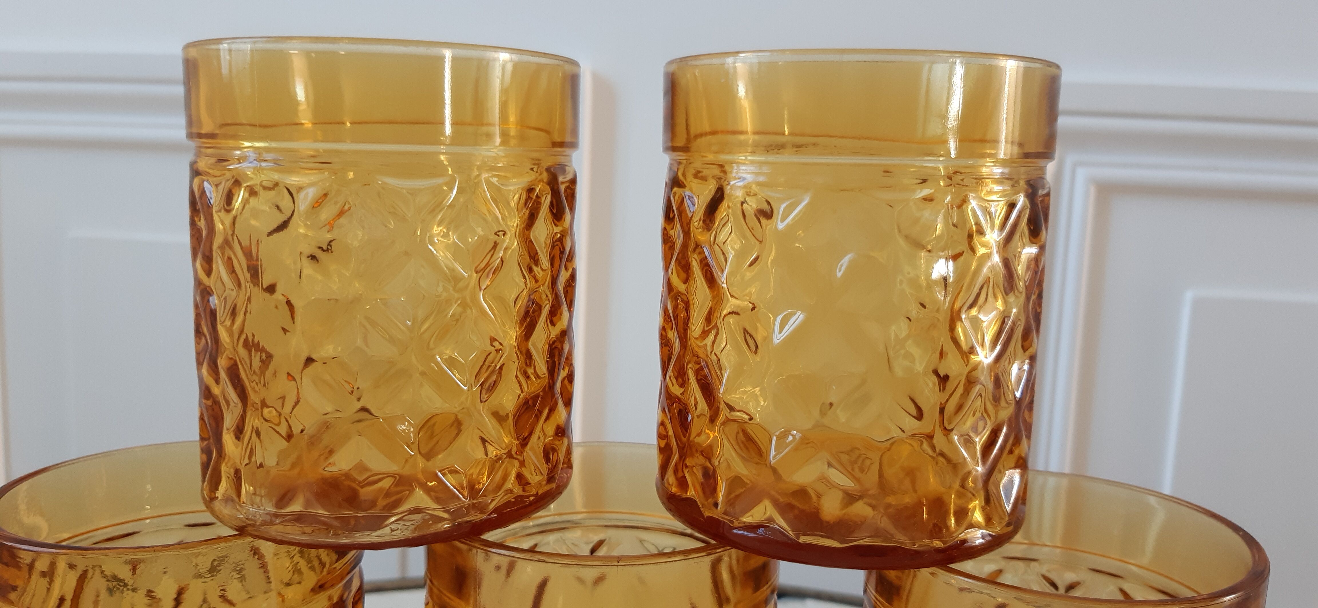 Set of 5 amber whisky glasses 70s