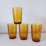 Lot de 4 verres à eau en verre ambré
