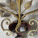 Paire d’appliques feuillage doré circa 1960