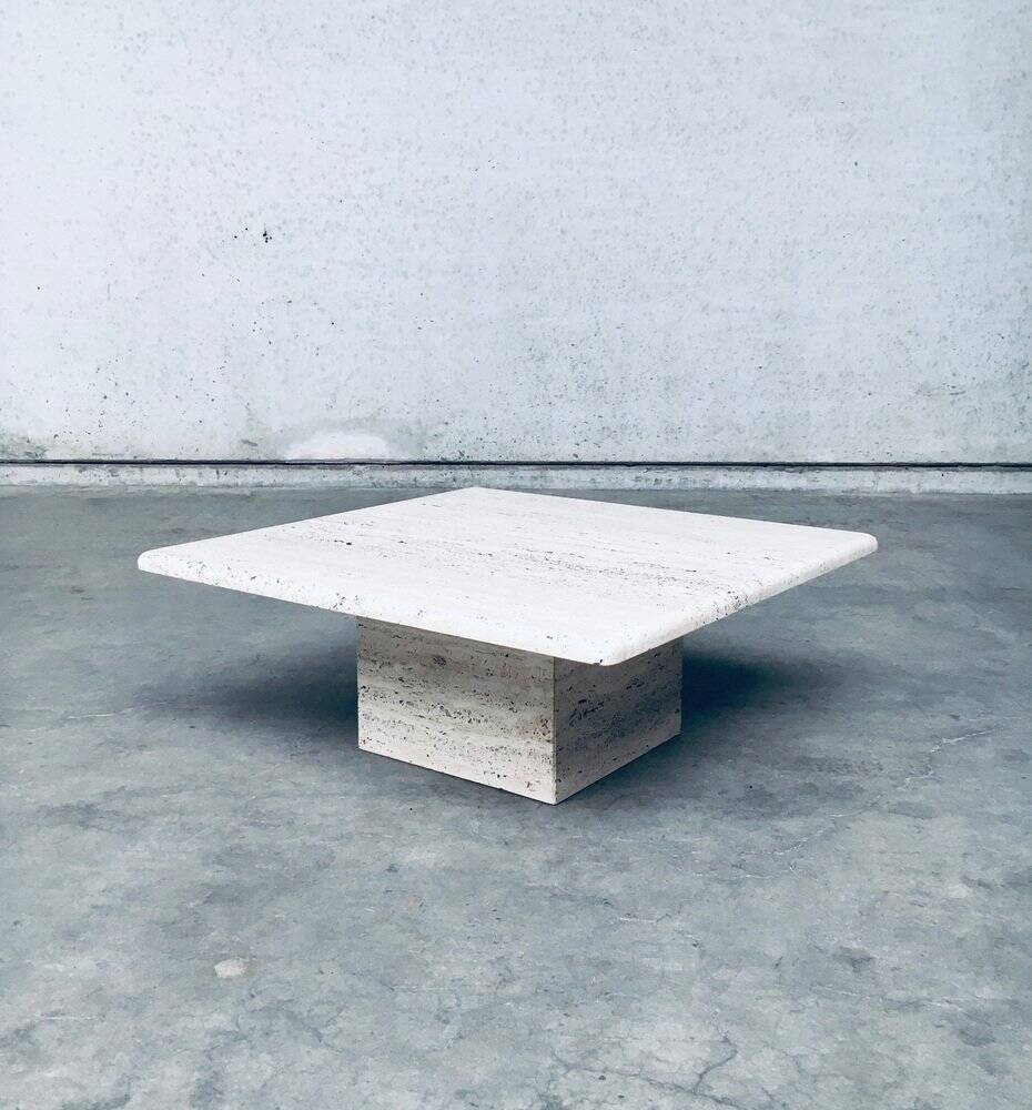 Italian Travertine Square Coffee Table, 1970s