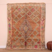 Peach Vintage Moroccan Rug 170 x 230 cm, Berber Wool Rug, Handmade Boho Rug