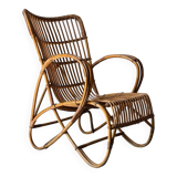 Fauteuil en bambou et rotin dans l'esprit de Louis Sognot, France 50s