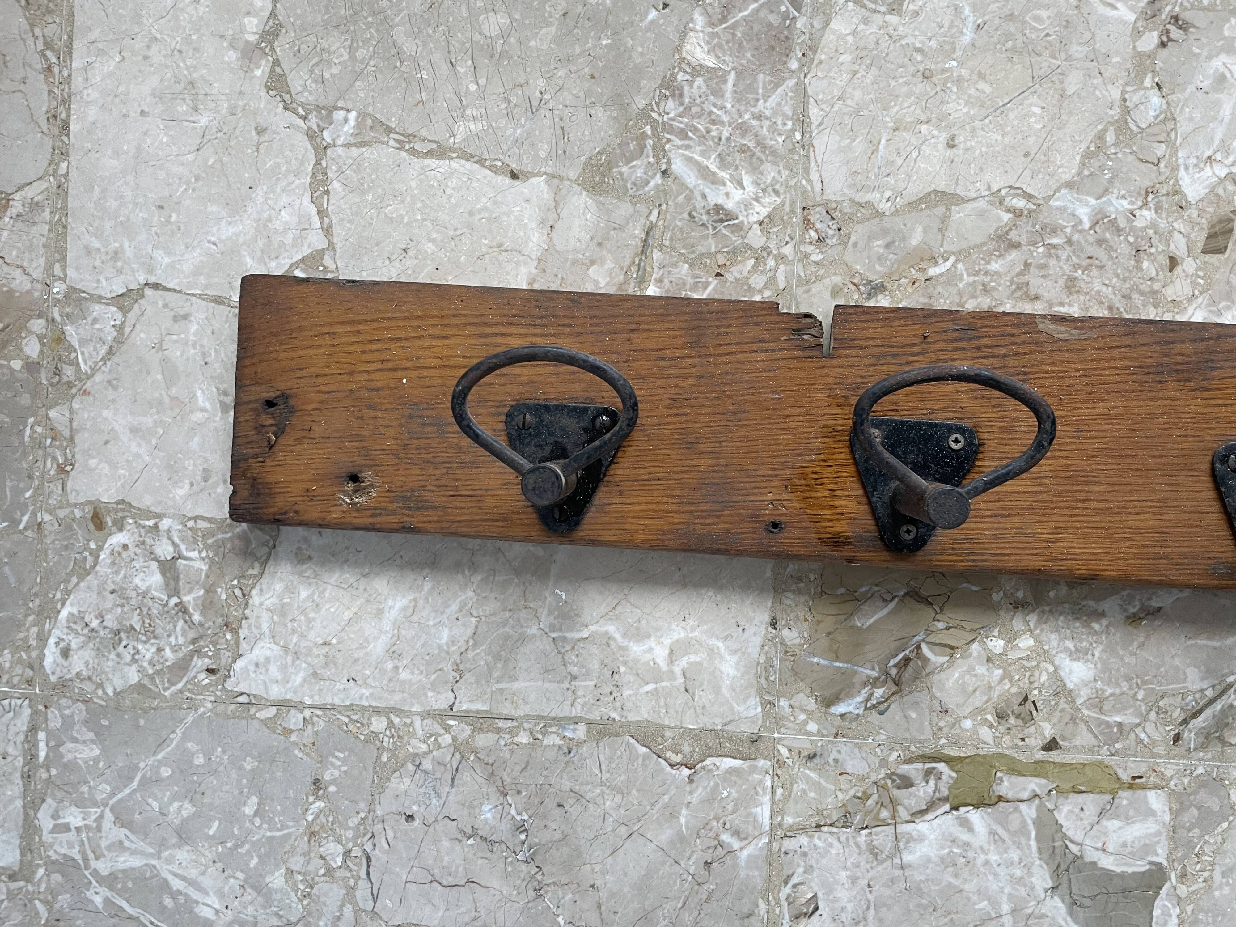 Long antique wall coat rack 186cm