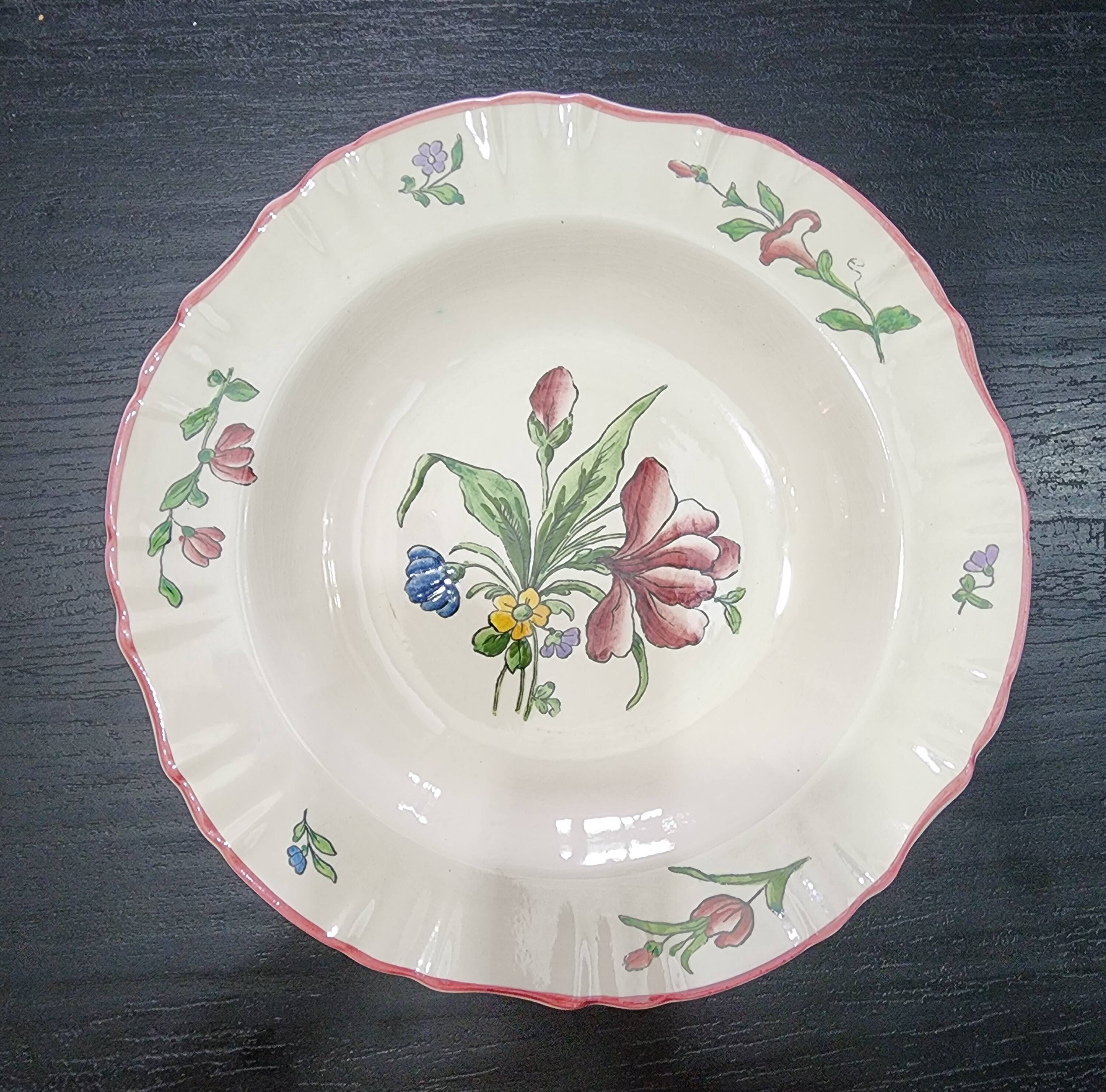 shallow dish faience Zeller ceramics old Strasbourg vintage