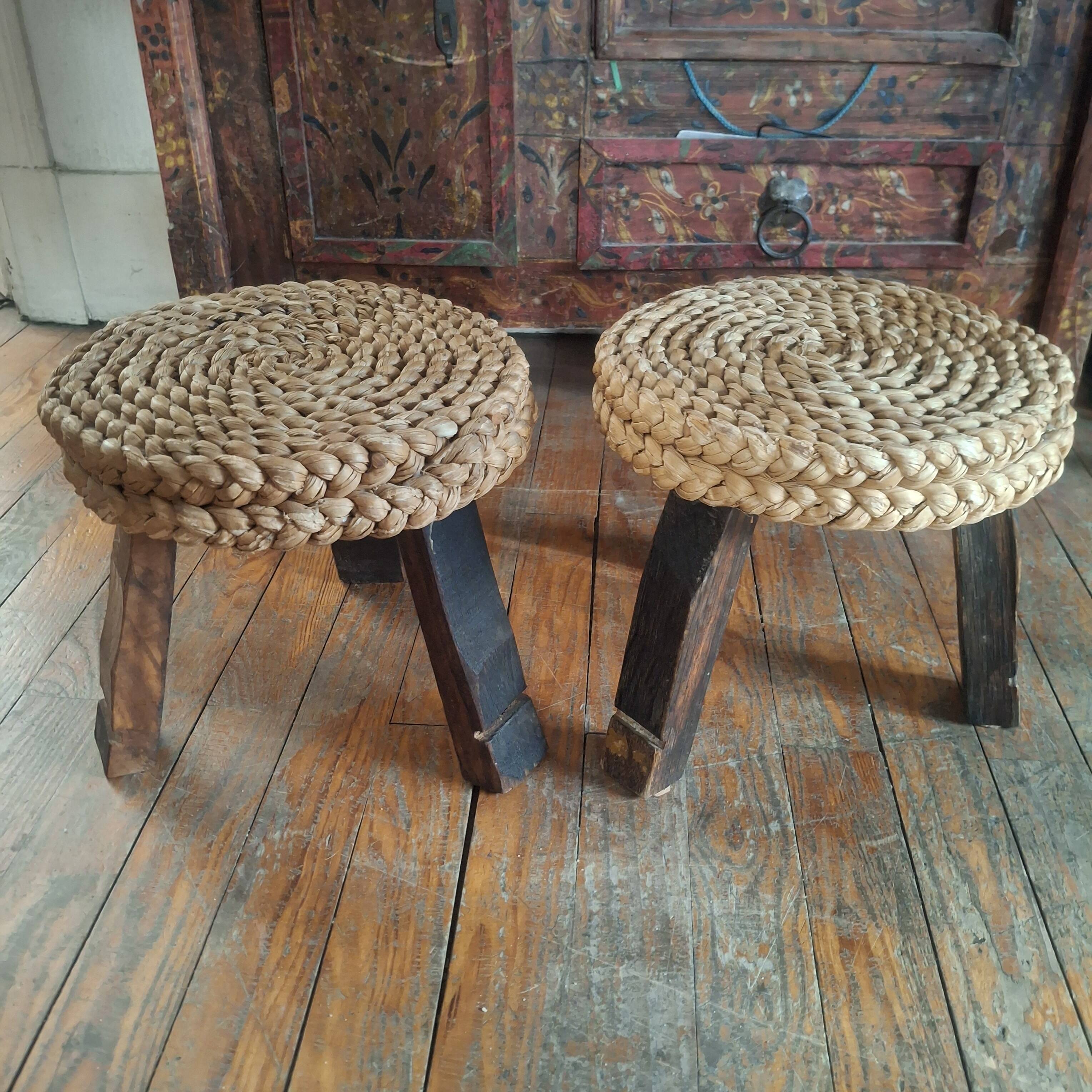 Pair of Audoux Minet stools. 1950.
