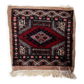Handmade vintage Uzbek Bukhara mat rug 30cm x 30cm, 1960s