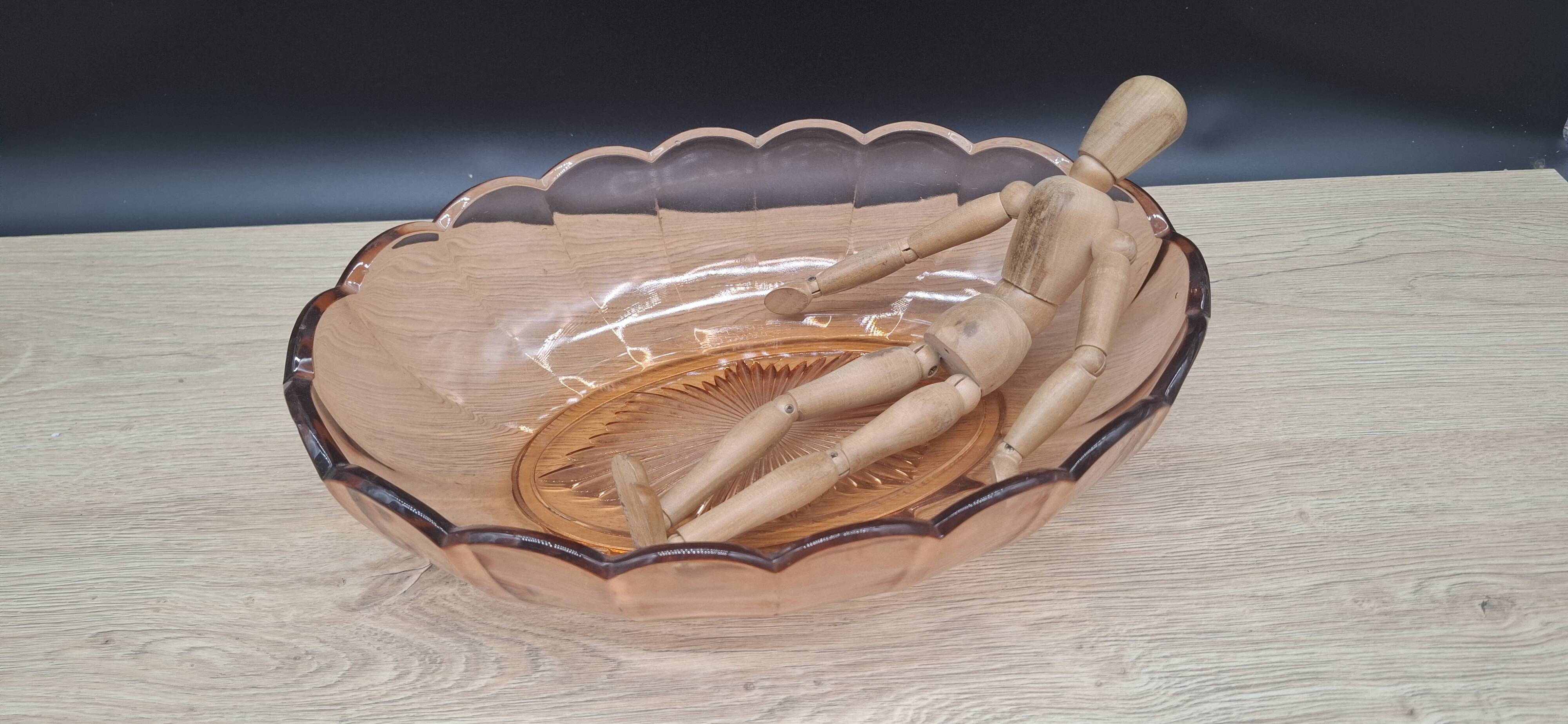 Val Saint Lambert pink salad bowl