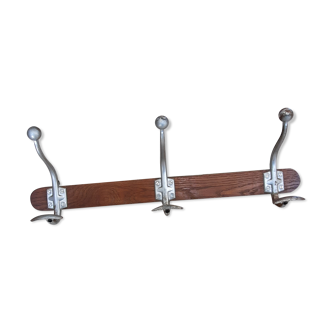 Wooden and aluminum coat rack 3 hooks with old fixaton