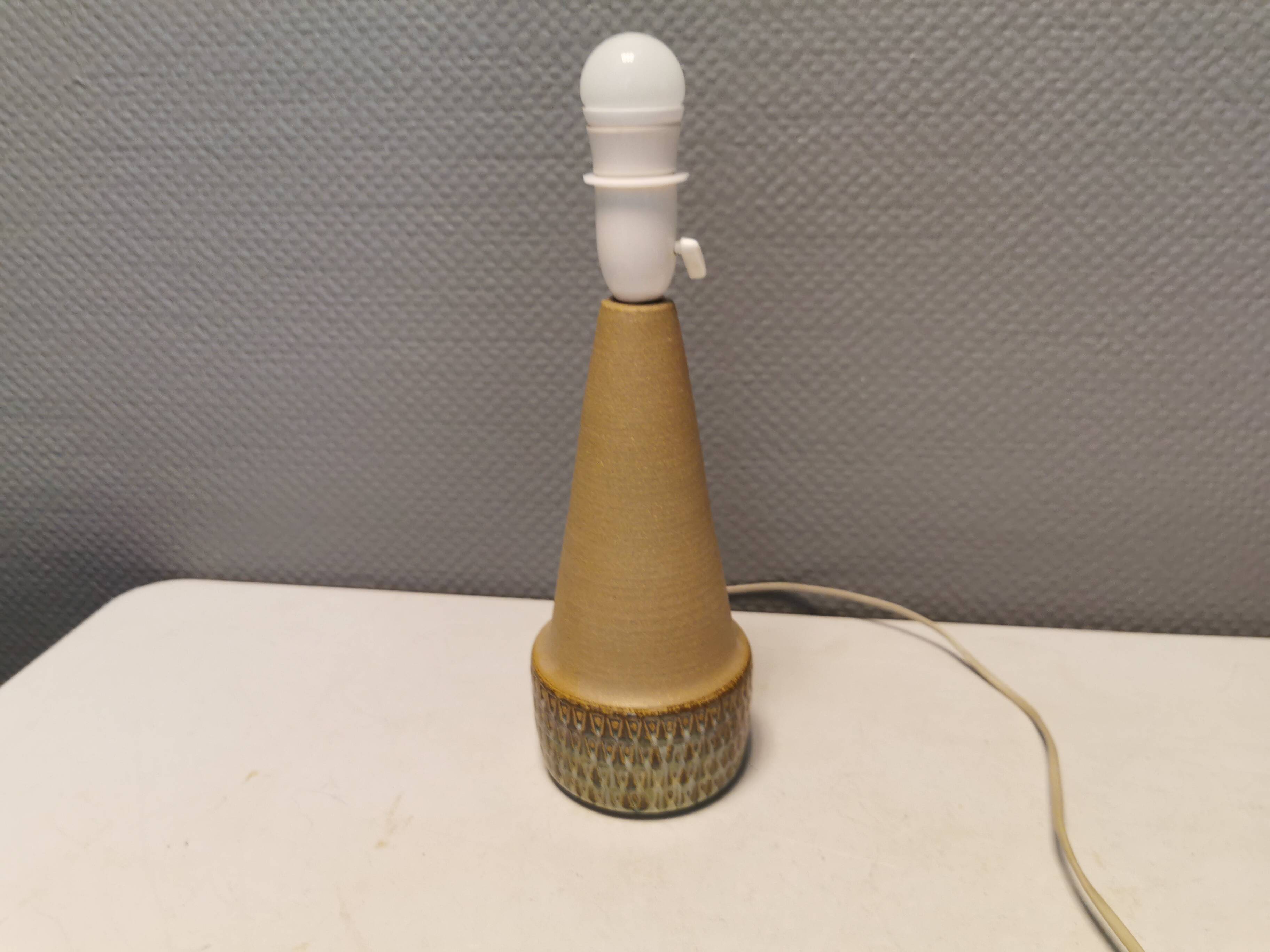 Handmade Beautiful partially glazed table lamp from Danish Søholm Ceramics, 1970s.
