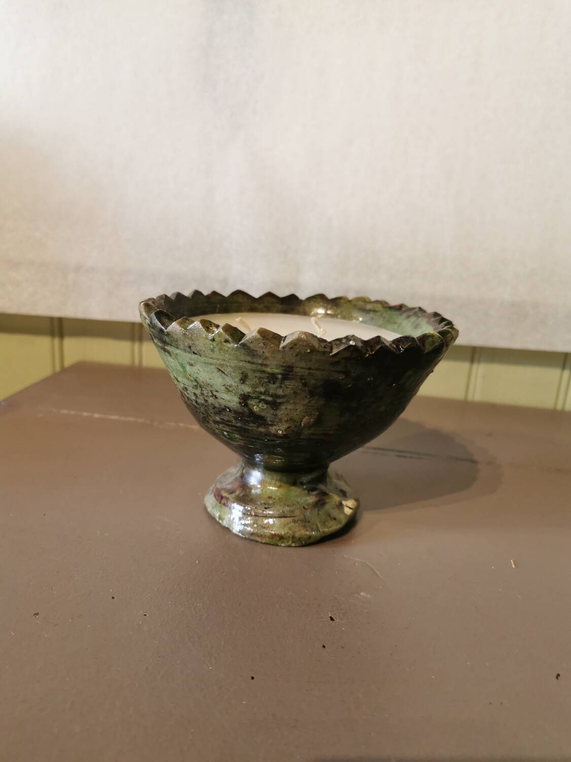 Candle in Tamegroute bowl. Amber