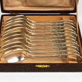 Box of 11 small spoons in Marly style CL in silver-plated metal – late 19th century