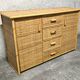 Vintage woven rattan and natural bamboo sideboard - Italy 1970s