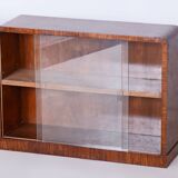 Small Restored Art Deco Display Bookcase, Walnut and Glass, Czech, 1930s