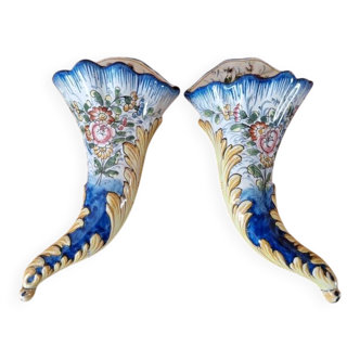 Pair of bouquet holders in Nevers earthenware - By Amand Hiver