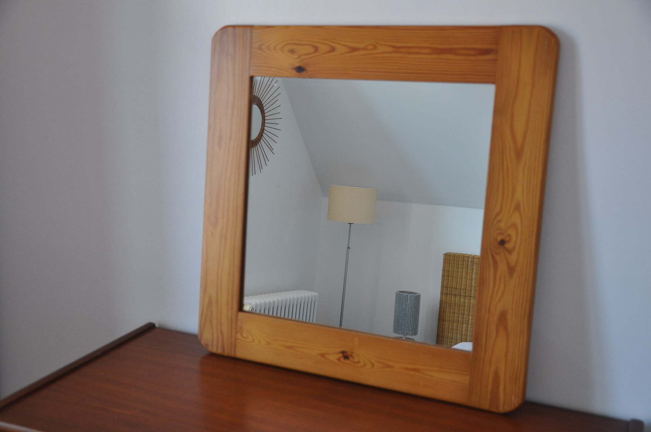 Wooden mirror 70s pine