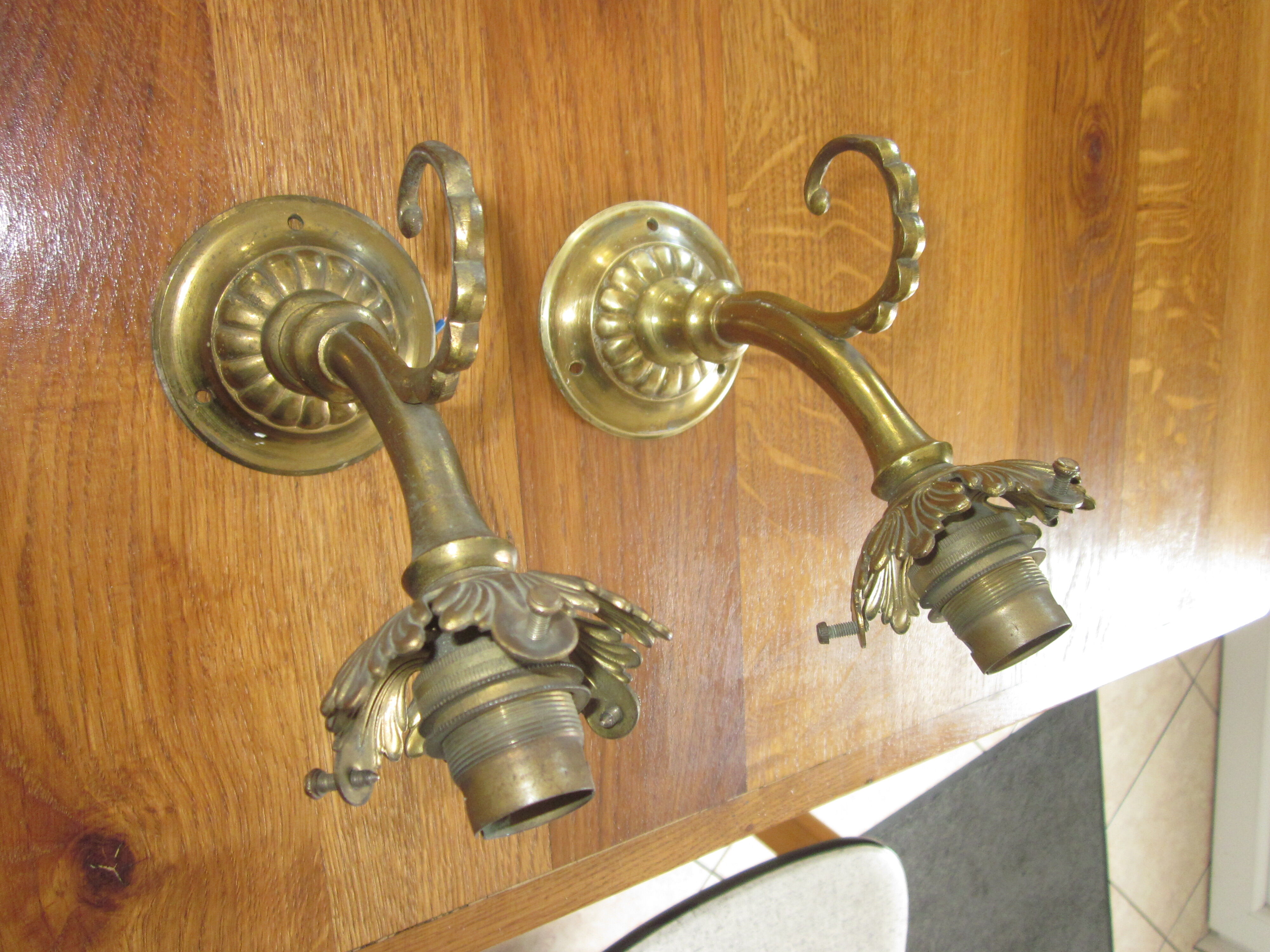 Pair of old bronze sconces