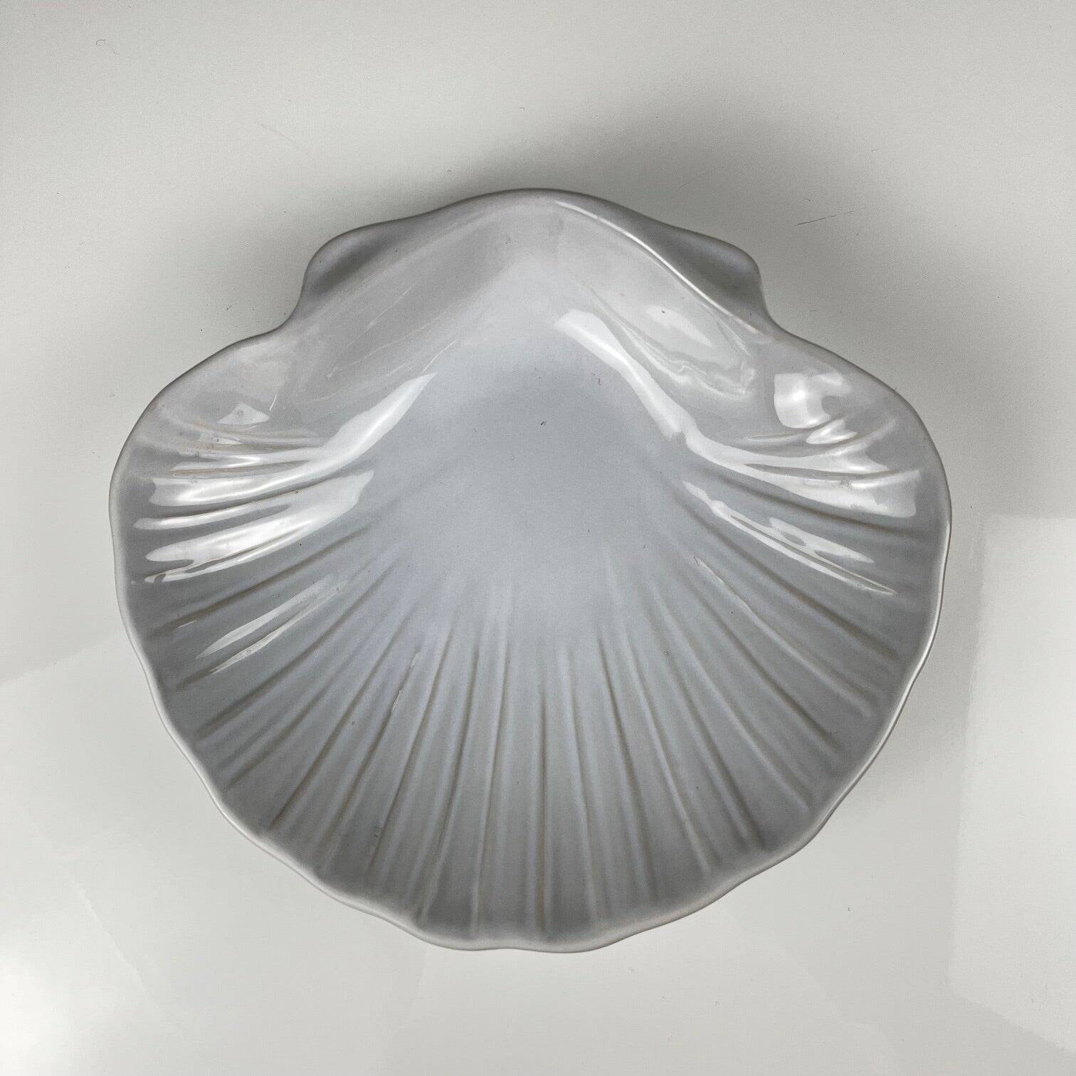 Large scallop shell platter, Emile Henry, France, mid-20th century.