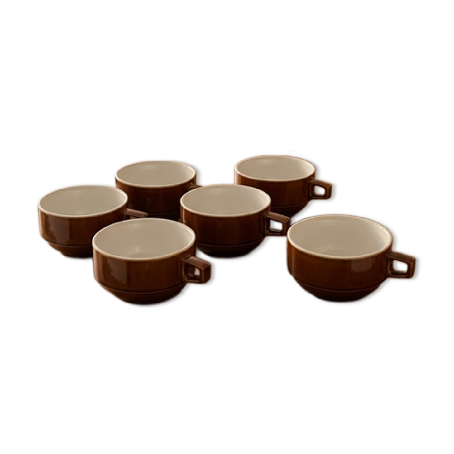 Lot de six tasses de bistrot style Apilco