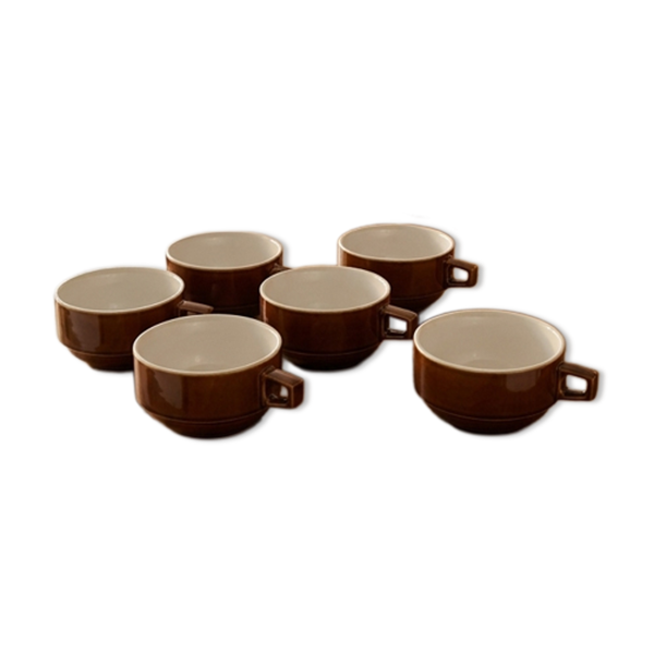 Lot de six tasses de bistrot style Apilco