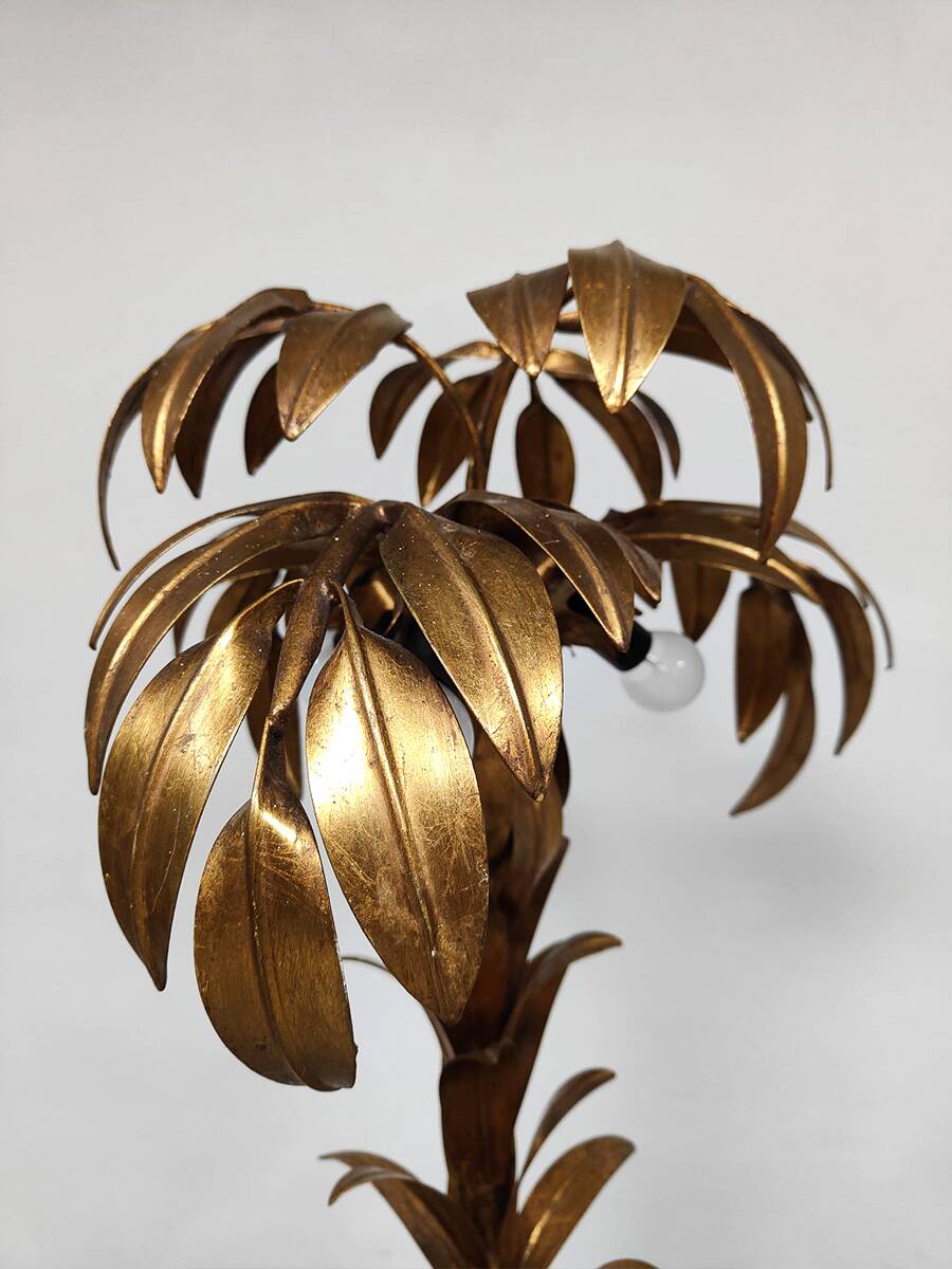 Vintage brass leaf palm tree table lamp Hans Kögl