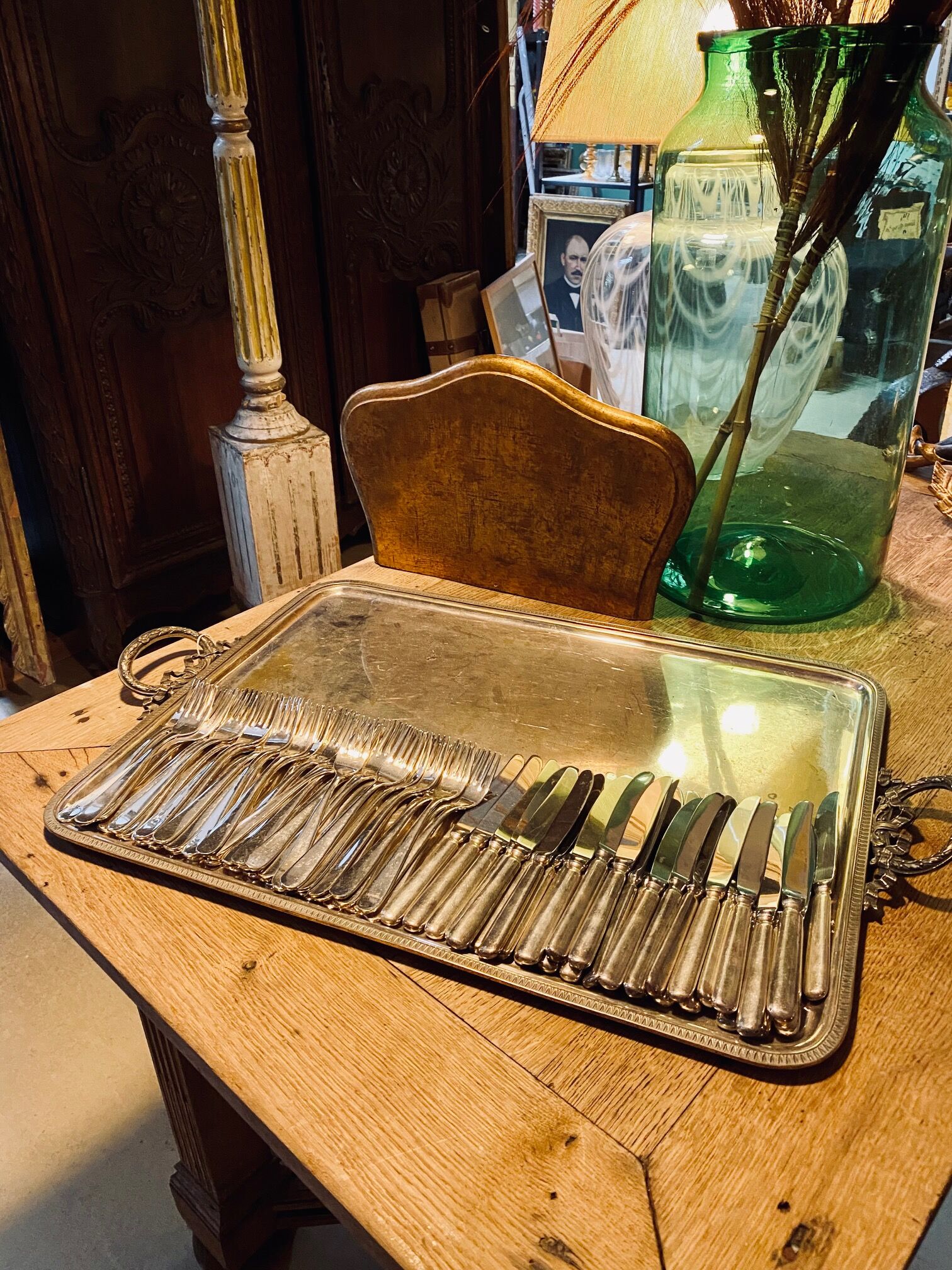 Silver serving tray