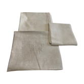 Trois serviettes monogrammes Bj LG