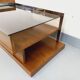 Rectangular vintage modernist coffee table with wooden niches, chrome.