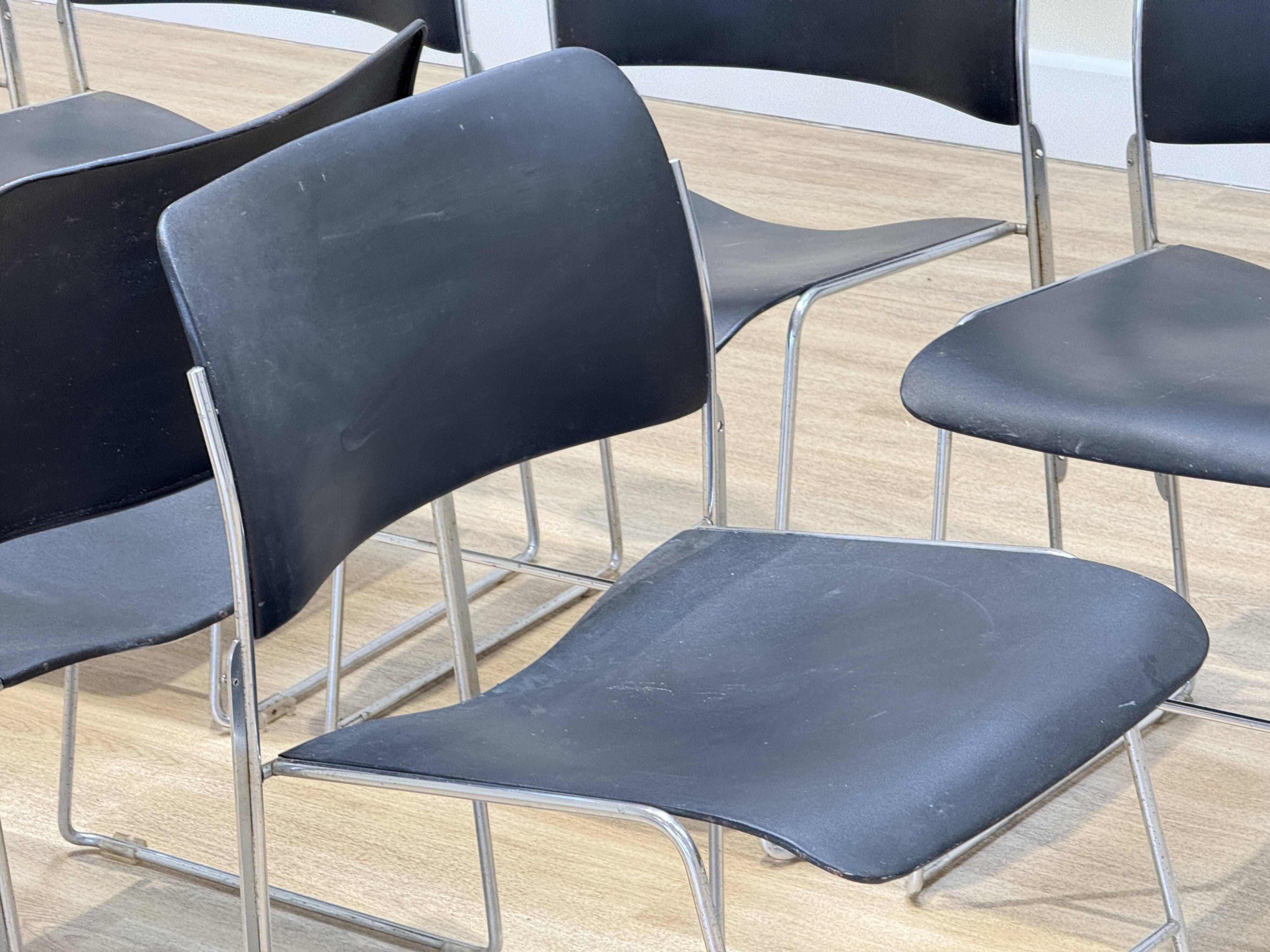 Set Of 8 Chairs By David Rowland (In Black Metal)