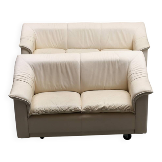 Vintage 2-Piece Leather Sofa Set — 2-Seater + 3-Seater — Second Half of the