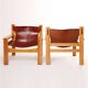 1960s armchair tan saddle leather pine wood swedish