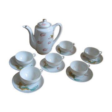 Asian porcelain dragon coffee set