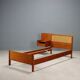 Lit vintage design with bedside table, teak veneer, fabric, 1960s.