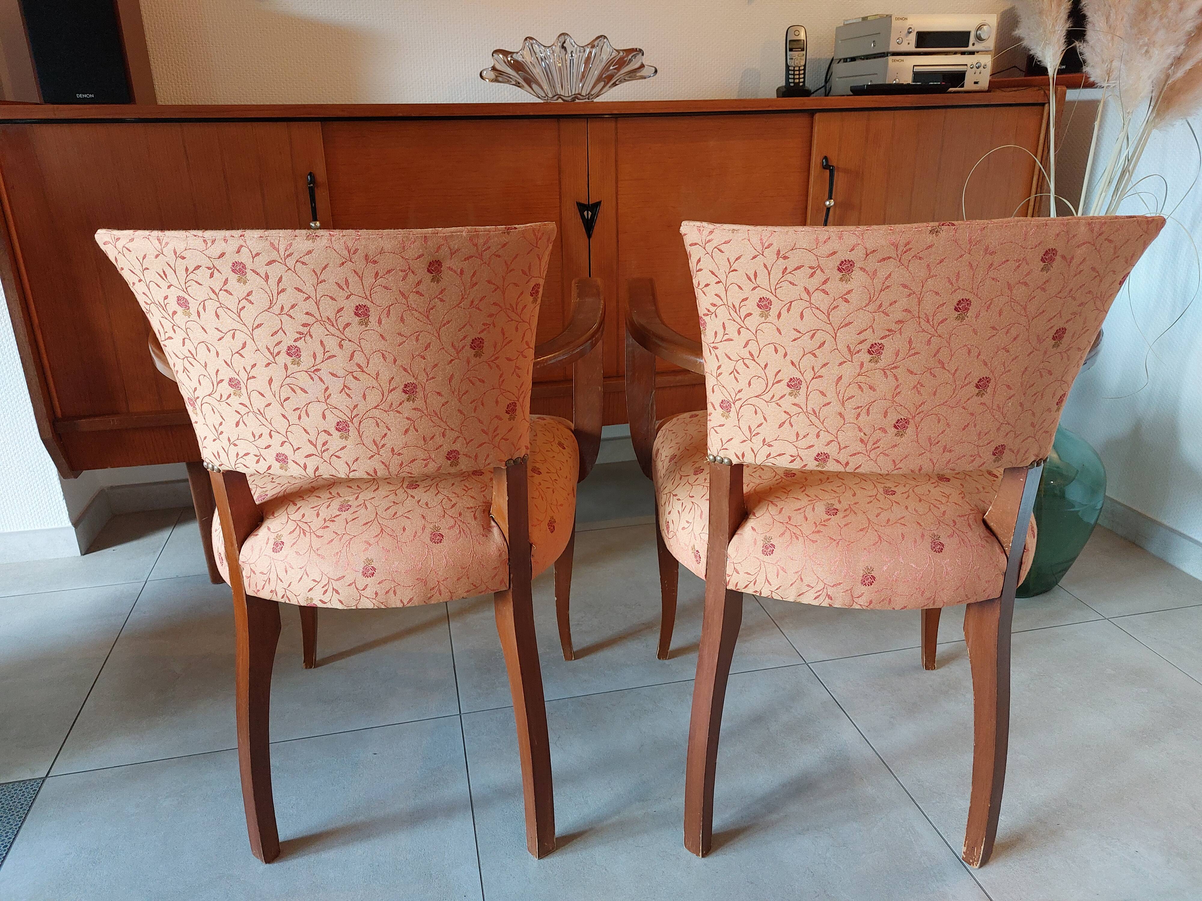 2 fauteuils bridge saumon