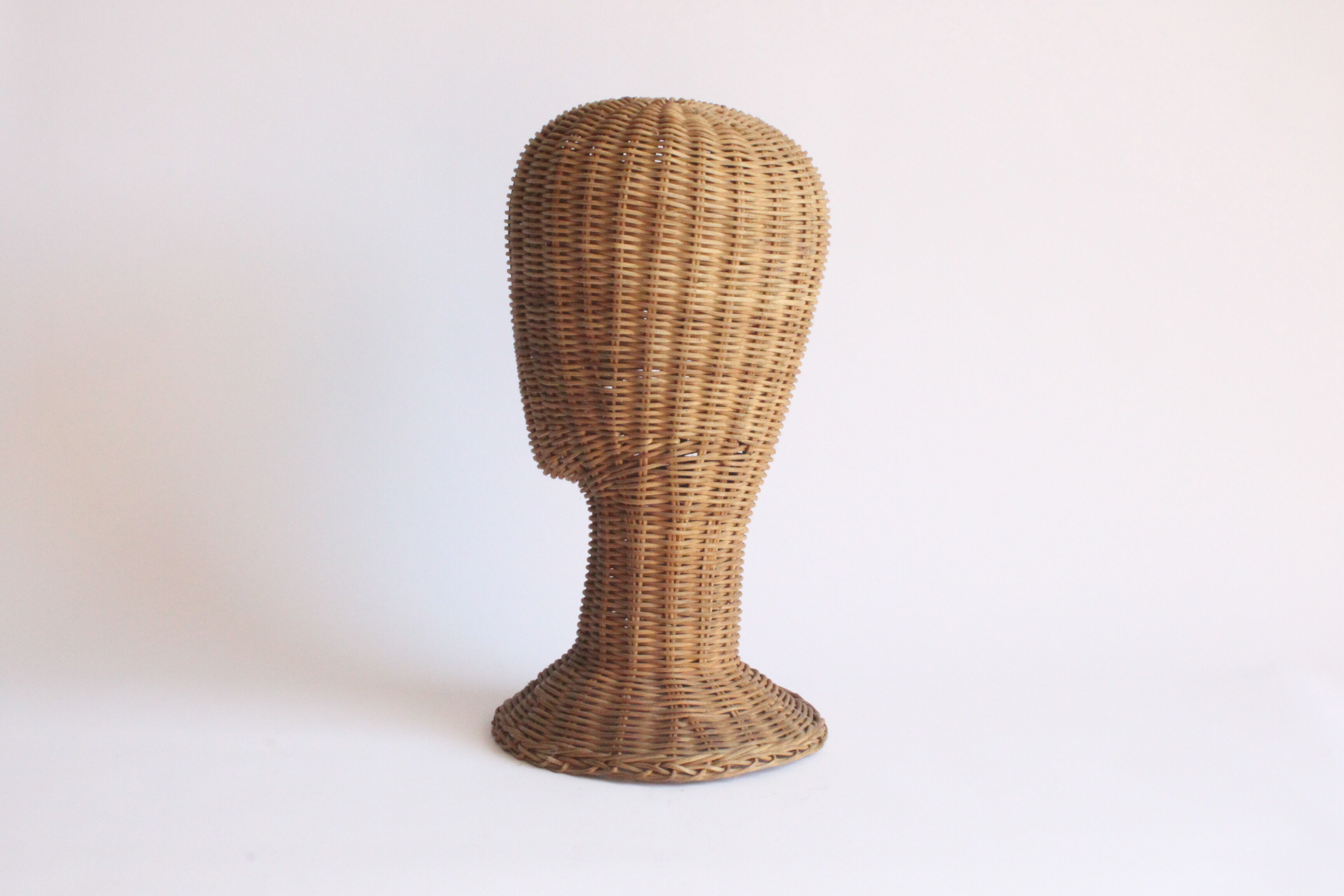 Rattan mannequin head, 1950s.