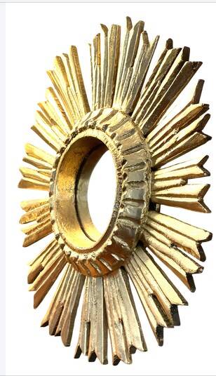 Golden wooden sun mirror "witch's eye"