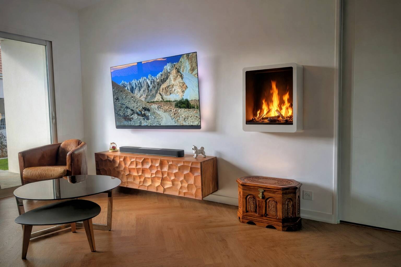 Handcrafted wooden chest with carvings – Pakistan, 1990s