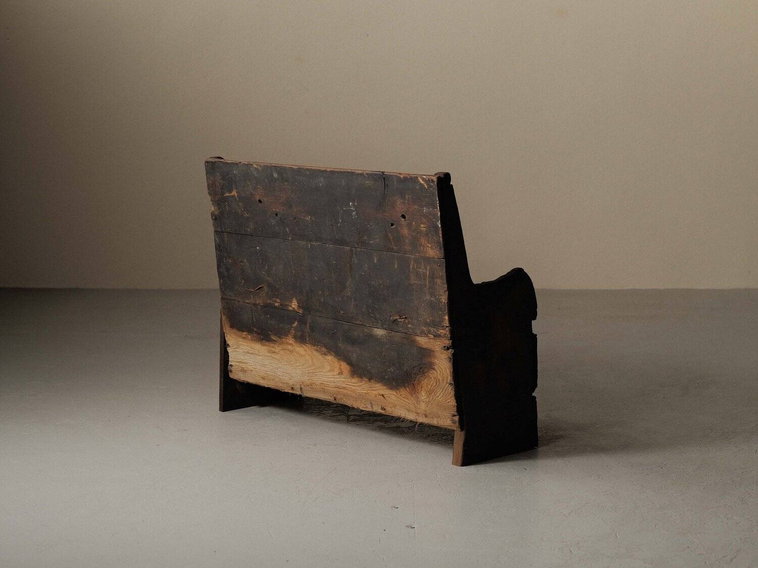 Alpine larch wood storage bench, Folk Art, Piedmont, 19th century