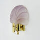 Wall wall lamp shell in pink scribbled glass, gilded metal and brass. Year 70